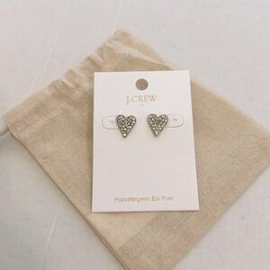 J Crew Pavé crystal heart stud earrings